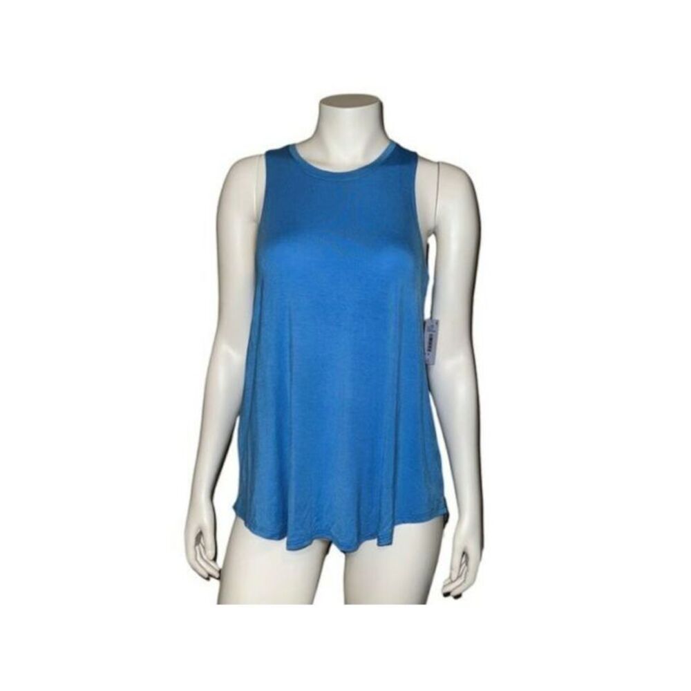 JOSIE Womens Blue Stretch Sleeveless Crew Neck Active Wear Tank Top L